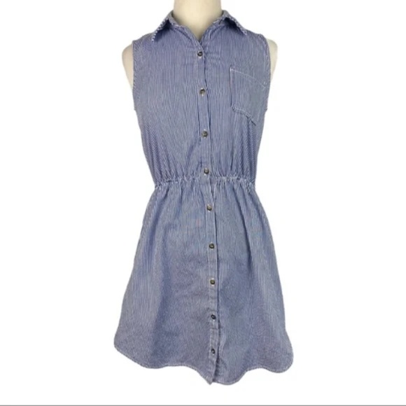 Belle du Jour Blue and White Striped Dress Small - Picture 2 of 4